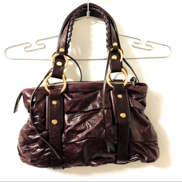 Francesco Biasia Burgundy Leather Shoulder Bag